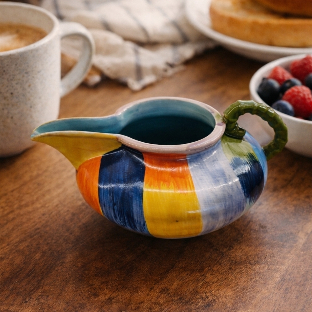 Anthropologie Hand-Painted Multicolor Ceramic Creamer